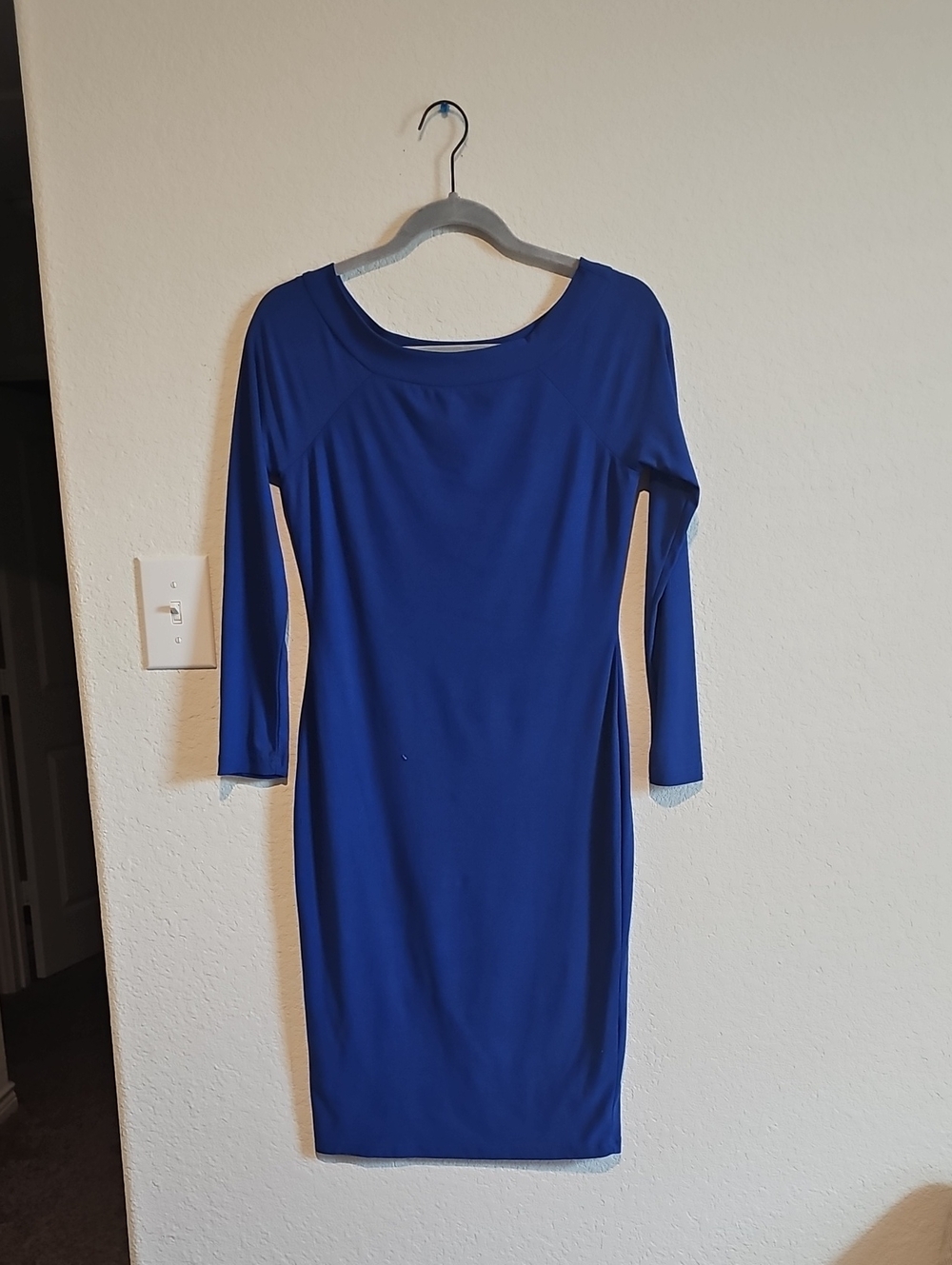 Classic Cobalt Blue Long Sleeve Sheath Dress